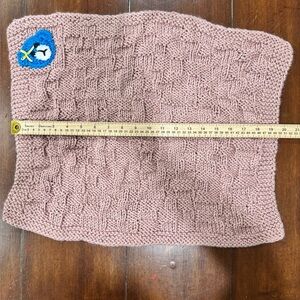 Handmade Baby Blanket Knit Pink Blue Bear Security Lovey 20x15 Inches